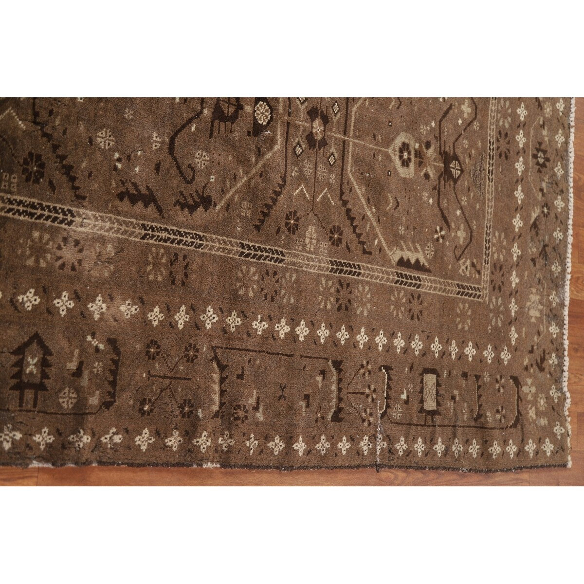 Brown Balouch Persian Antique Area Rug Hand-knotted Wool Carpet - 3'10" x 6'0"