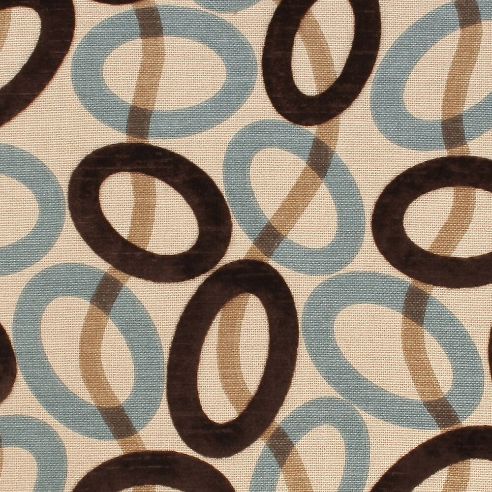 Brown/ Blue Velvet Circles Throw Pillow