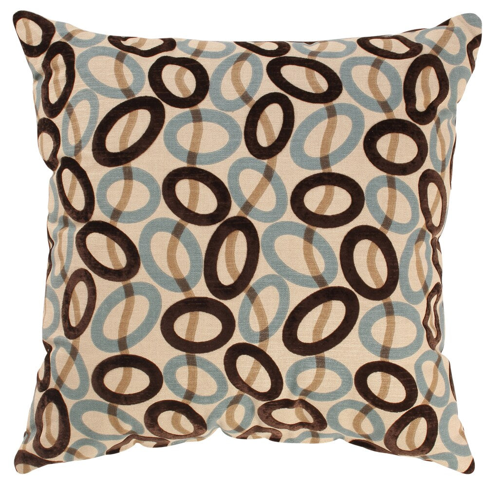 Brown/ Blue Velvet Circles Throw Pillow