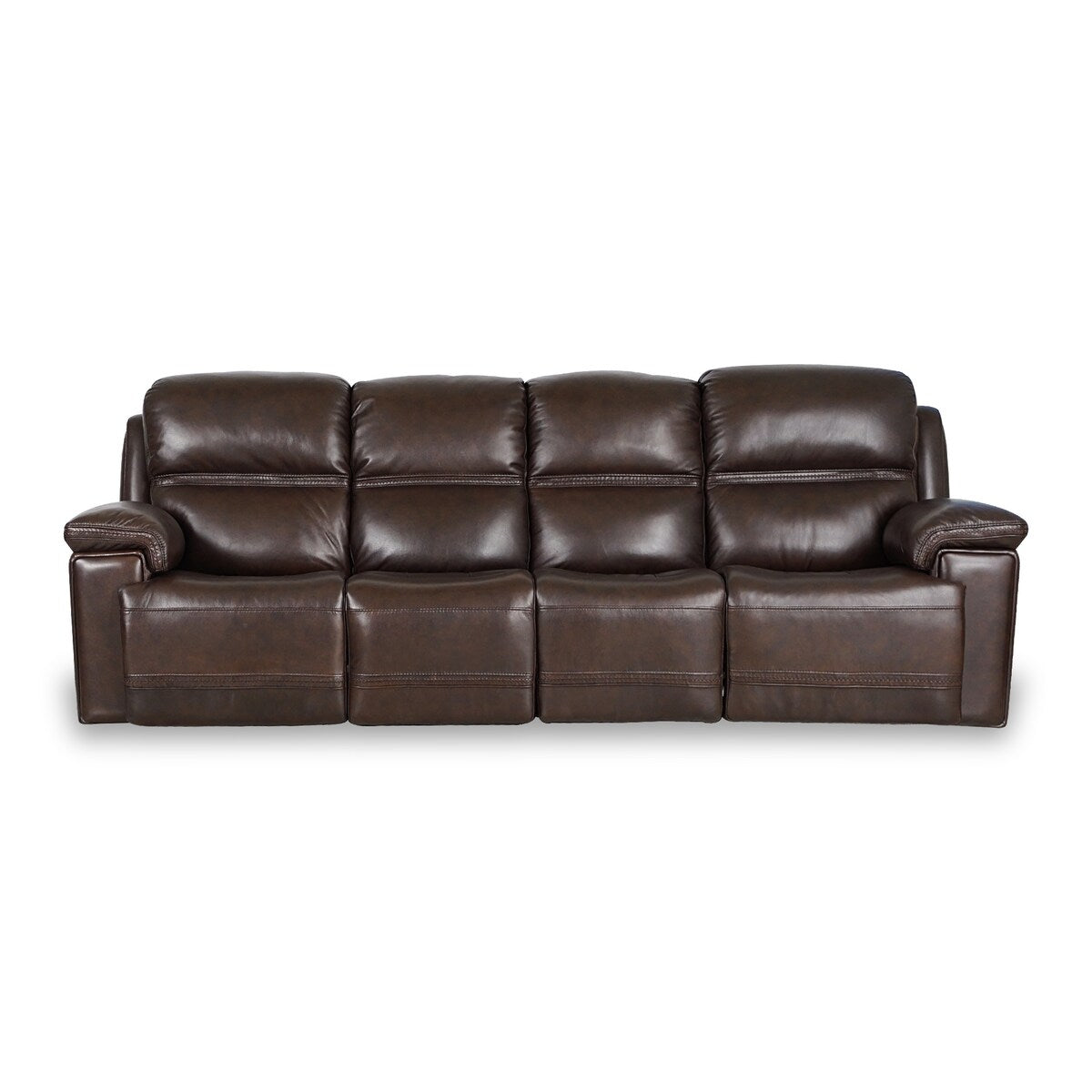 Brown Brown Leather Power 4 Seats Reclining Sofa, Adjustable Headrest