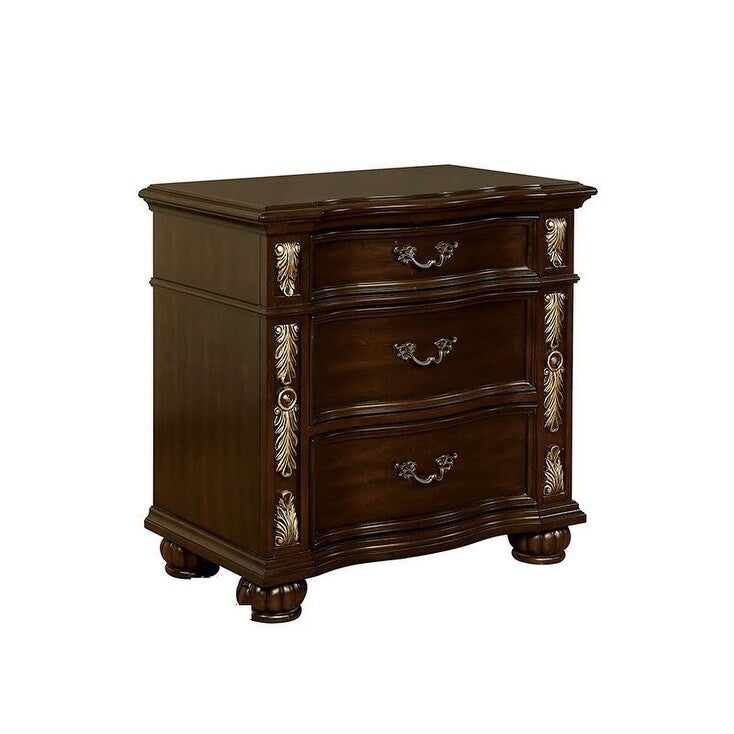 Solid wood 3-Drawers Decorative Detail Brass Arch Pull
