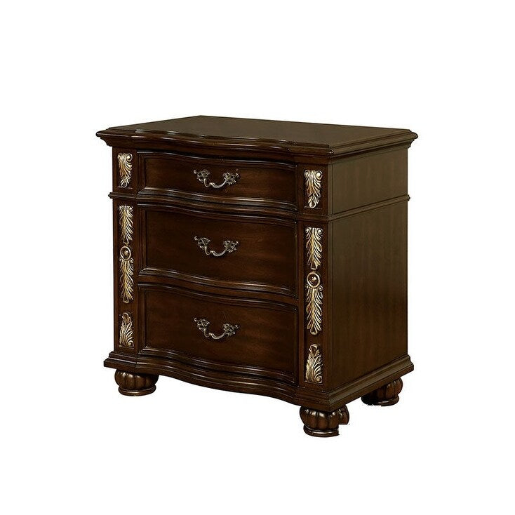Solid wood 3-Drawers Decorative Detail Brass Arch Pull