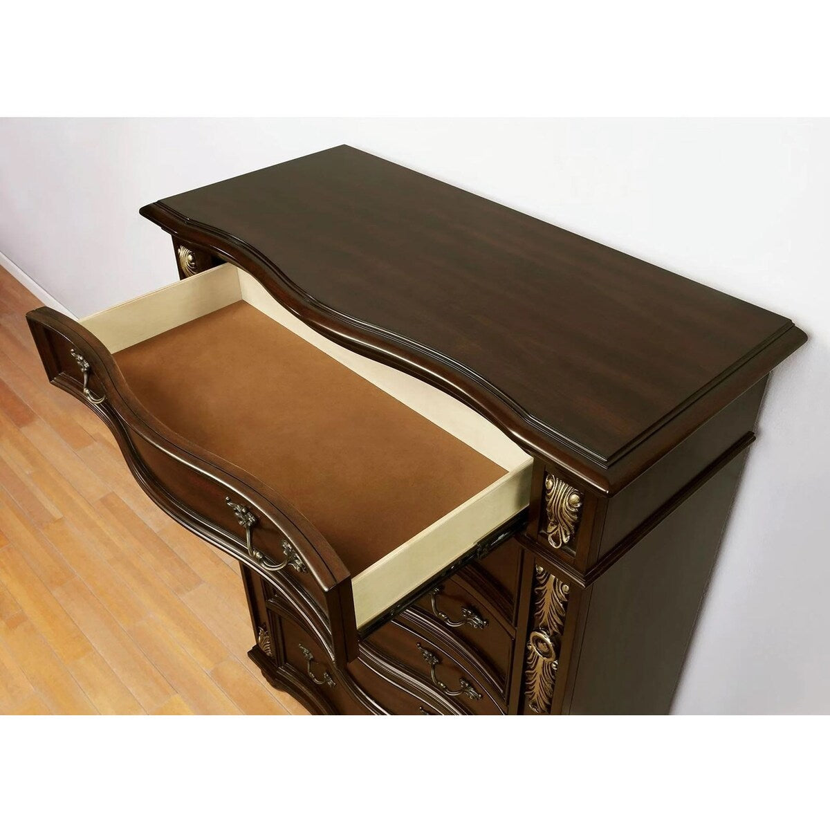 Solid wood 3-Drawers Decorative Detail Brass Arch Pull