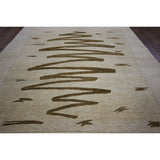 Brown Crayon Scribble Ivory Gabbeh Hand-knotted Wool Area Rug (6' x 10')