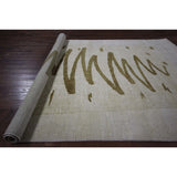 Brown Crayon Scribble Ivory Gabbeh Hand-knotted Wool Area Rug (6' x 10')