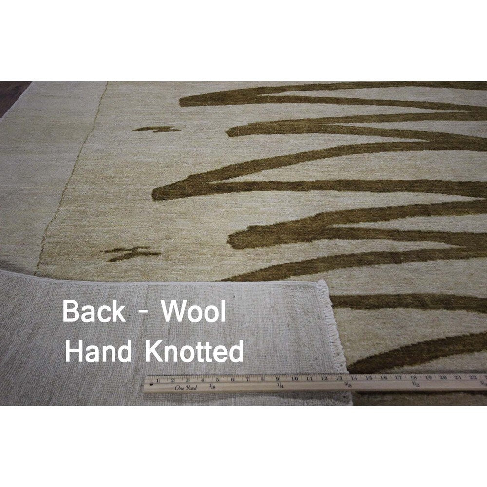Brown Crayon Scribble Ivory Gabbeh Hand-knotted Wool Area Rug (6' x 10')