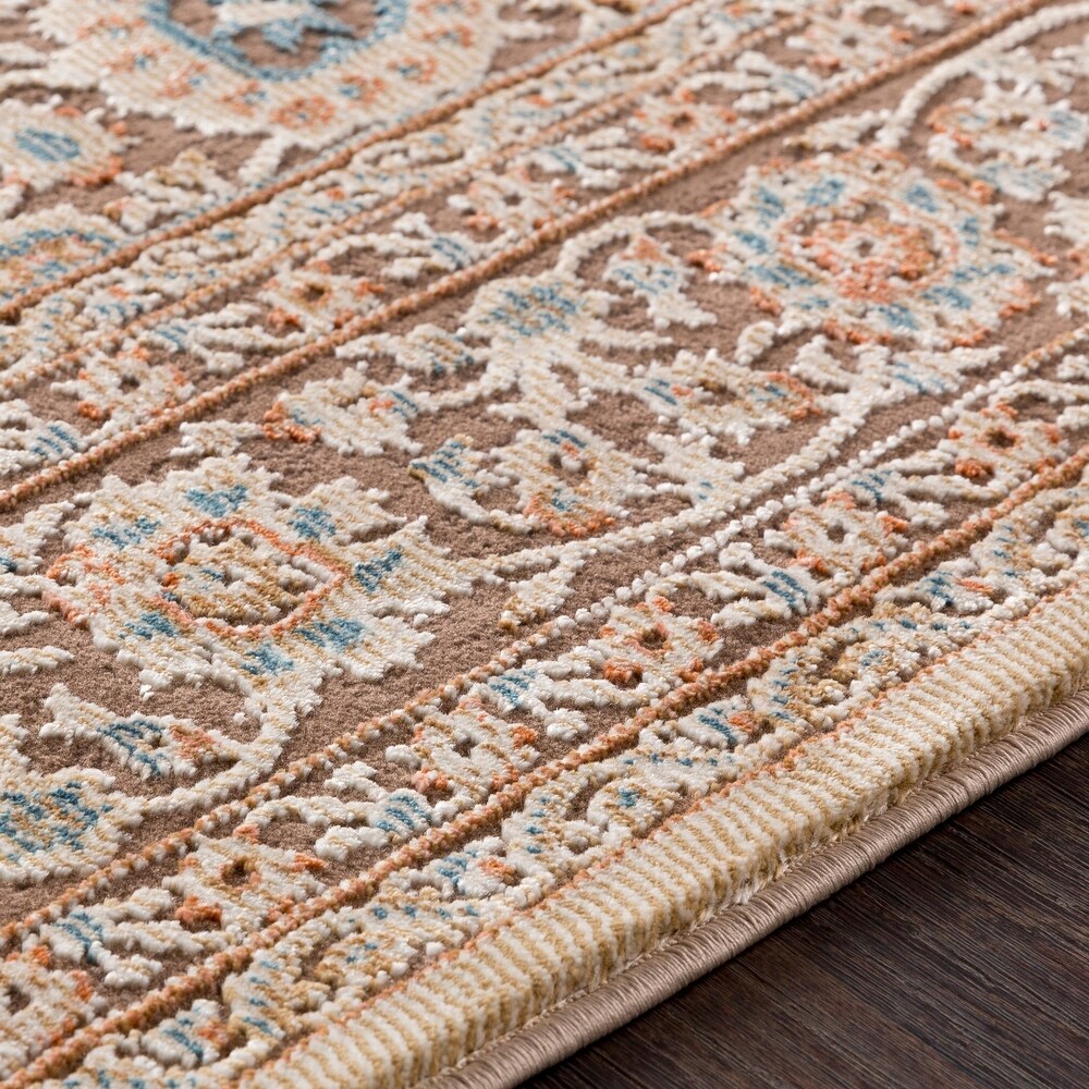 Brown Elegant Traditional Area Rug (5'3" x 7'3") - 5'3" x 7'3"