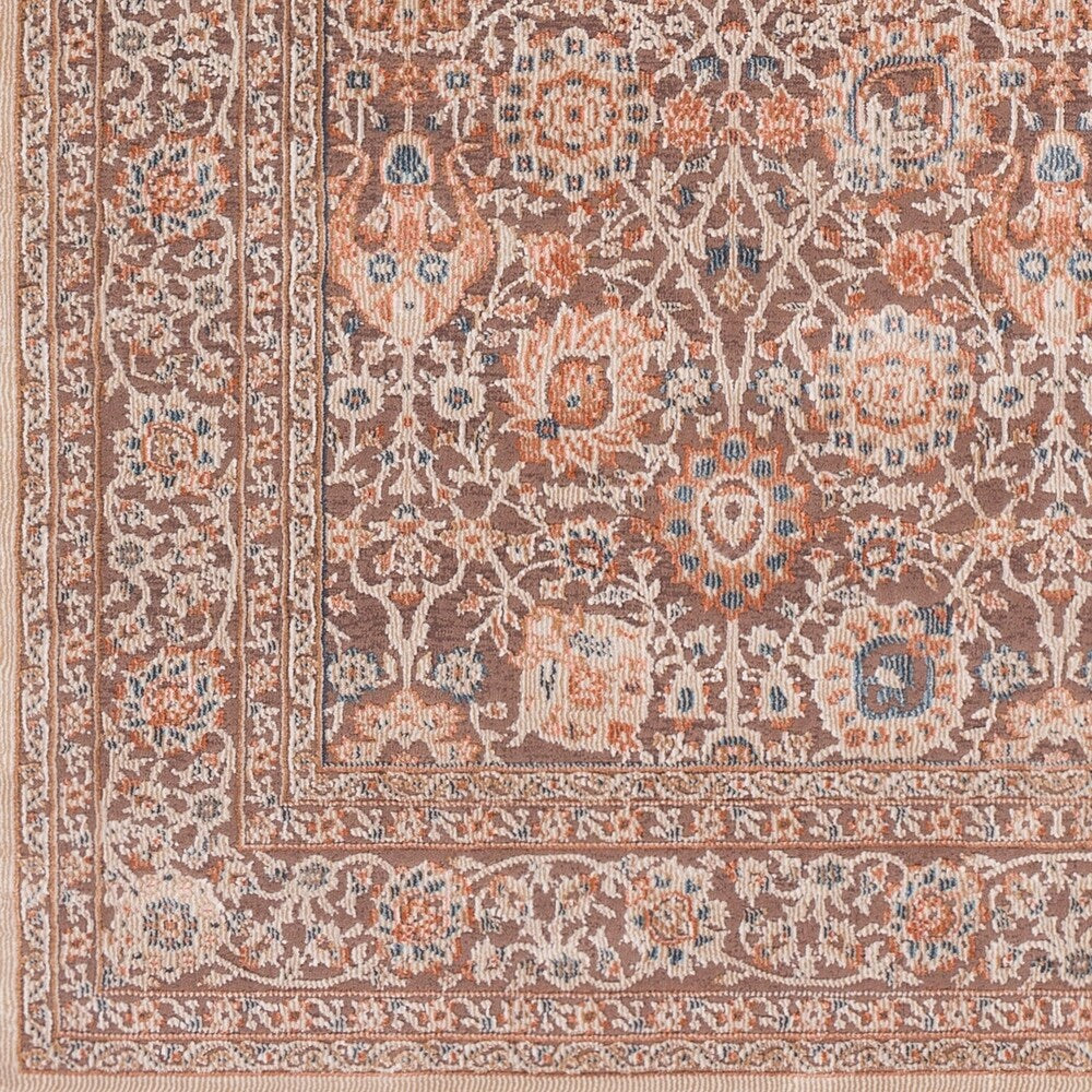 Brown Elegant Traditional Area Rug (5'3" x 7'3") - 5'3" x 7'3"