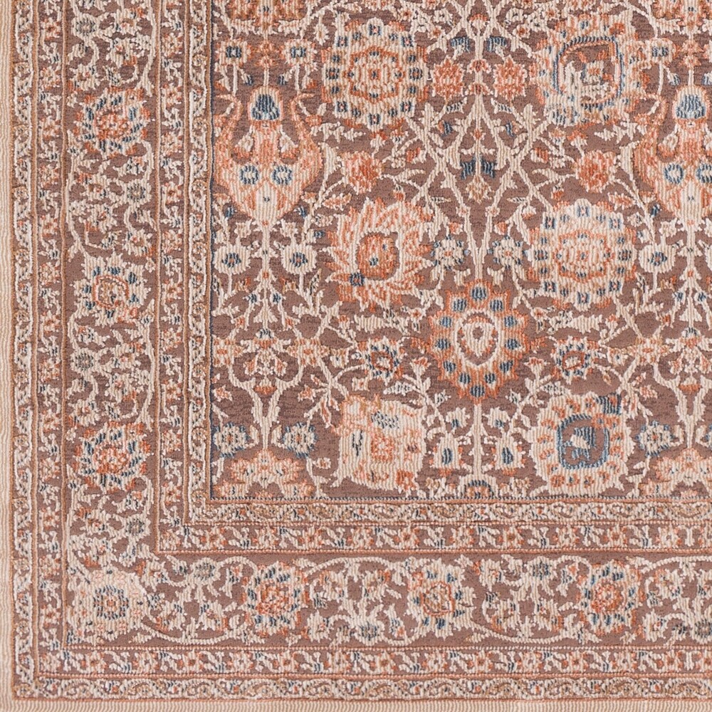 Brown Elegant Traditional Area Rug (5'3" x 7'3") - 5'3" x 7'3"