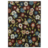 Indoor/outdoor Brown Floral Area Rug (5'2 x 7'3) - 5'2 x 7'3