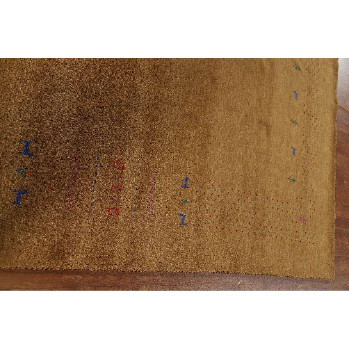 Brown Gold Gabbeh Indian Area Rug Handmade Wool Carpet - 7'11"x 9'11"