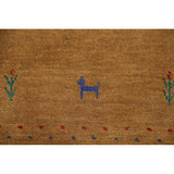 Brown Gold Gabbeh Indian Area Rug Handmade Wool Carpet - 7'11"x 9'11"