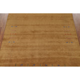 Brown Gold Gabbeh Indian Area Rug Handmade Wool Carpet - 7'11"x 9'11"