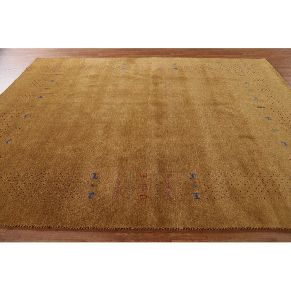 Brown Gold Gabbeh Indian Area Rug Handmade Wool Carpet - 7'11"x 9'11"