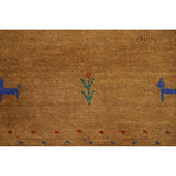 Brown Gold Gabbeh Indian Area Rug Handmade Wool Carpet - 7'11"x 9'11"