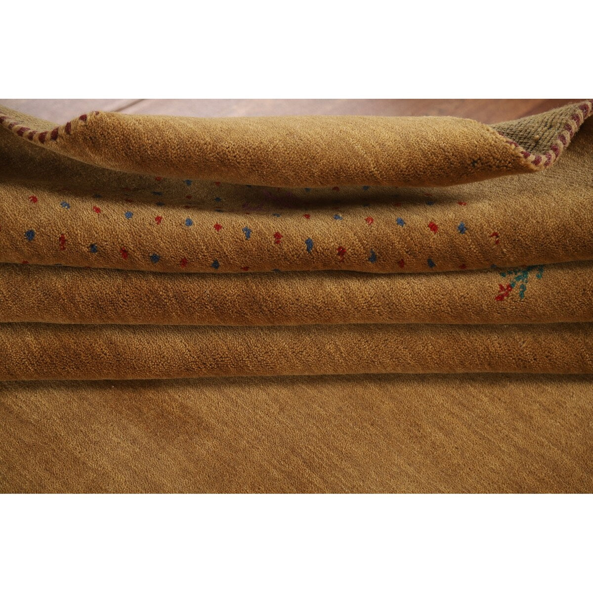 Brown Gold Gabbeh Indian Area Rug Handmade Wool Carpet - 7'11"x 9'11"