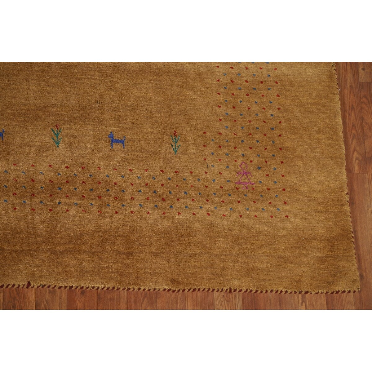 Brown Gold Gabbeh Indian Area Rug Handmade Wool Carpet - 7'11"x 9'11"