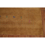 Brown Gold Gabbeh Indian Area Rug Handmade Wool Carpet - 7'11"x 9'11"
