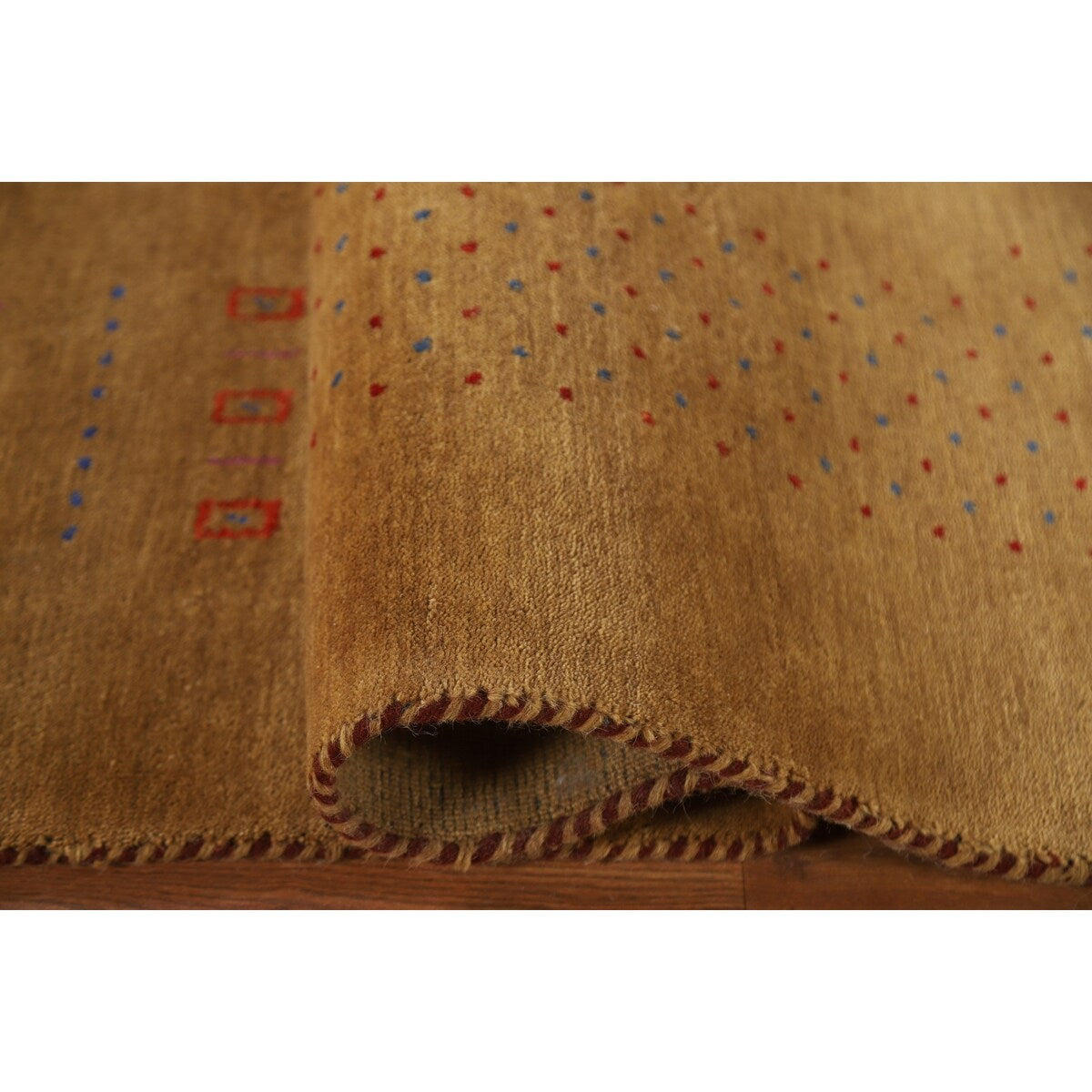 Brown Gold Gabbeh Indian Area Rug Handmade Wool Carpet - 7'11"x 9'11"