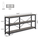 Extra Long Console Sofa Table with Metal Frame for Entrance, 3 Tiers TV Stand