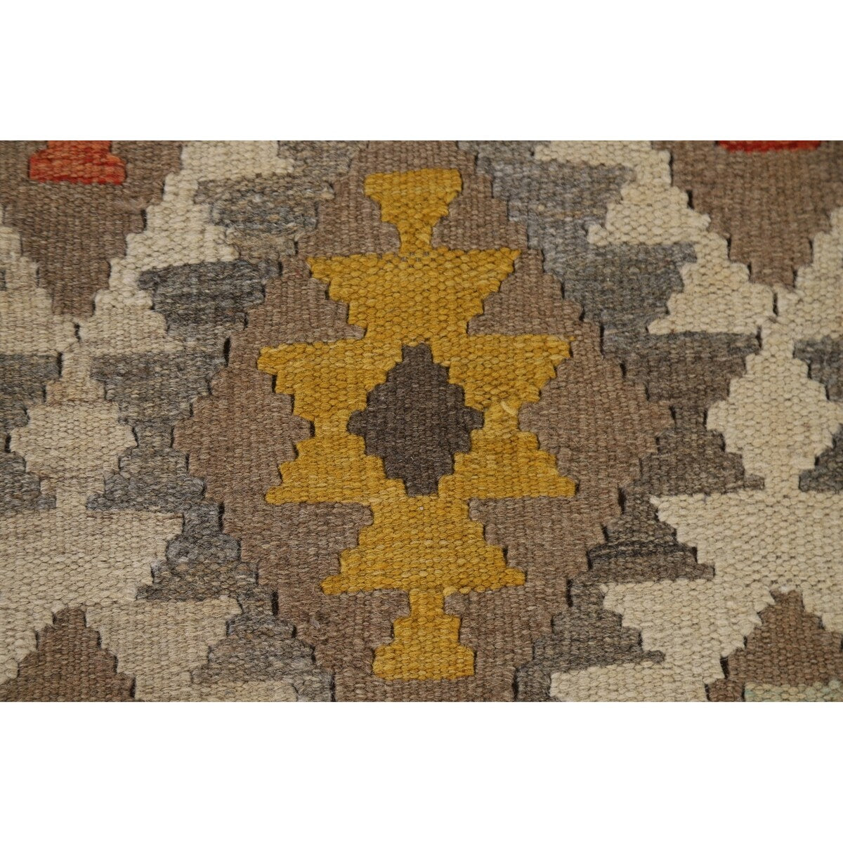 Brown Kilim Reversible Area Rug Flatweave Wool Carpet - 5'9" x 8'0"
