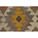Brown Kilim Reversible Area Rug Flatweave Wool Carpet - 5'9" x 8'0"