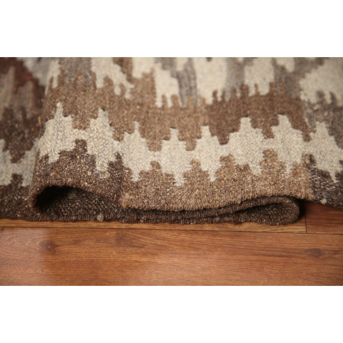 Brown Kilim Southwestern Oriental Area Rug Hand-woven Wool Carpet - 4'6"x 6'3"