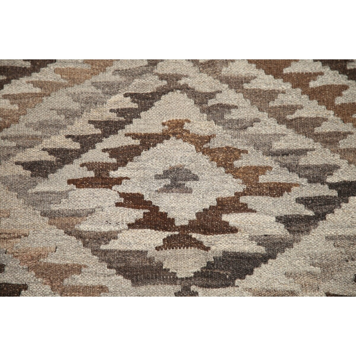 Brown Kilim Southwestern Oriental Area Rug Hand-woven Wool Carpet - 4'6"x 6'3"