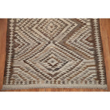 Brown Kilim Southwestern Oriental Area Rug Hand-woven Wool Carpet - 4'6"x 6'3"