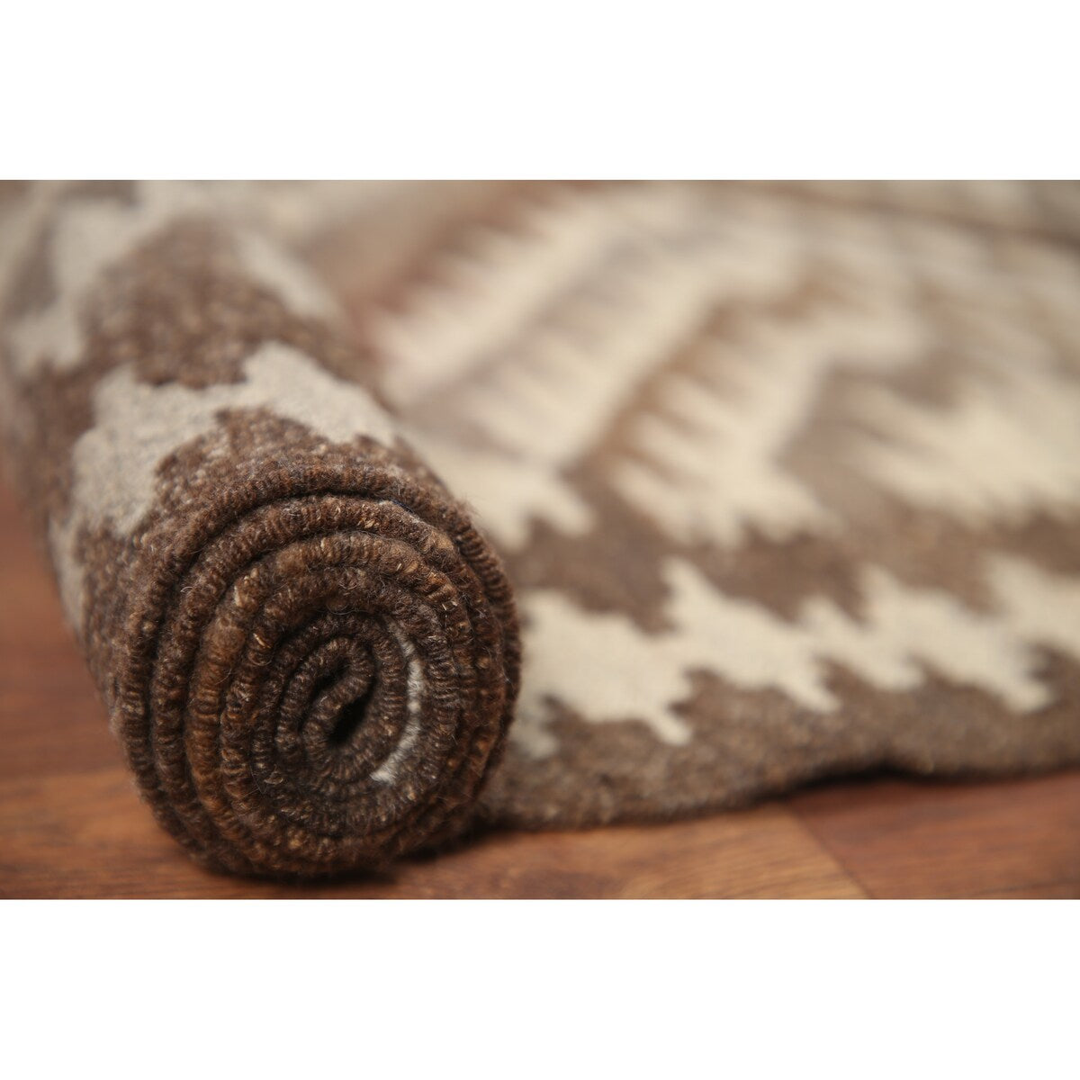 Brown Kilim Southwestern Oriental Area Rug Hand-woven Wool Carpet - 4'6"x 6'3"