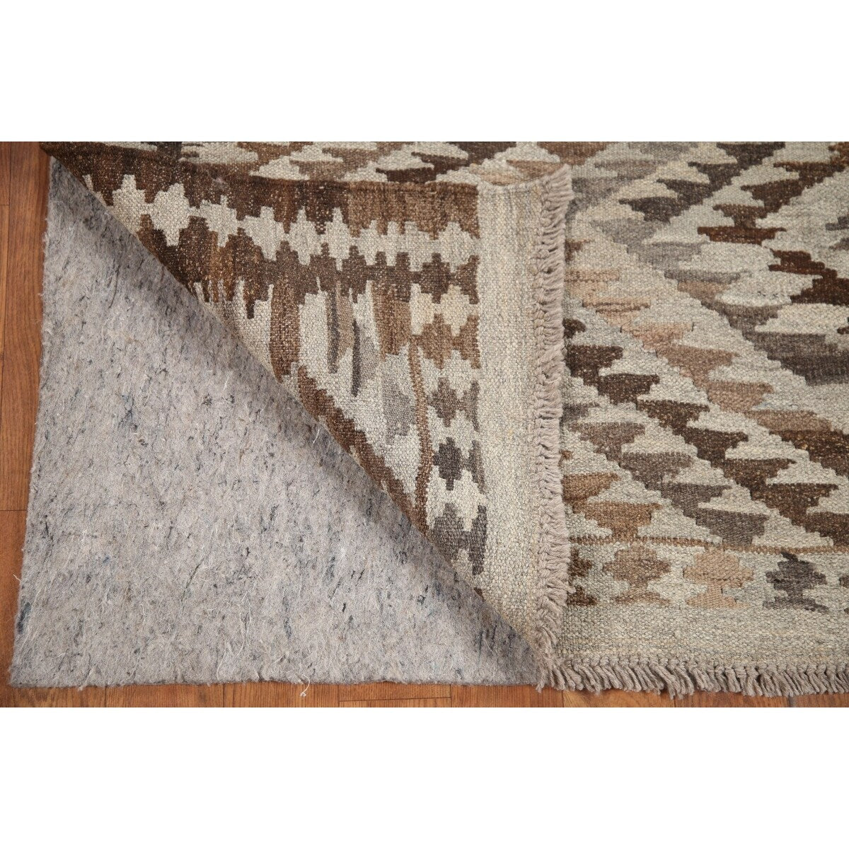 Brown Kilim Southwestern Oriental Area Rug Hand-woven Wool Carpet - 4'6"x 6'3"