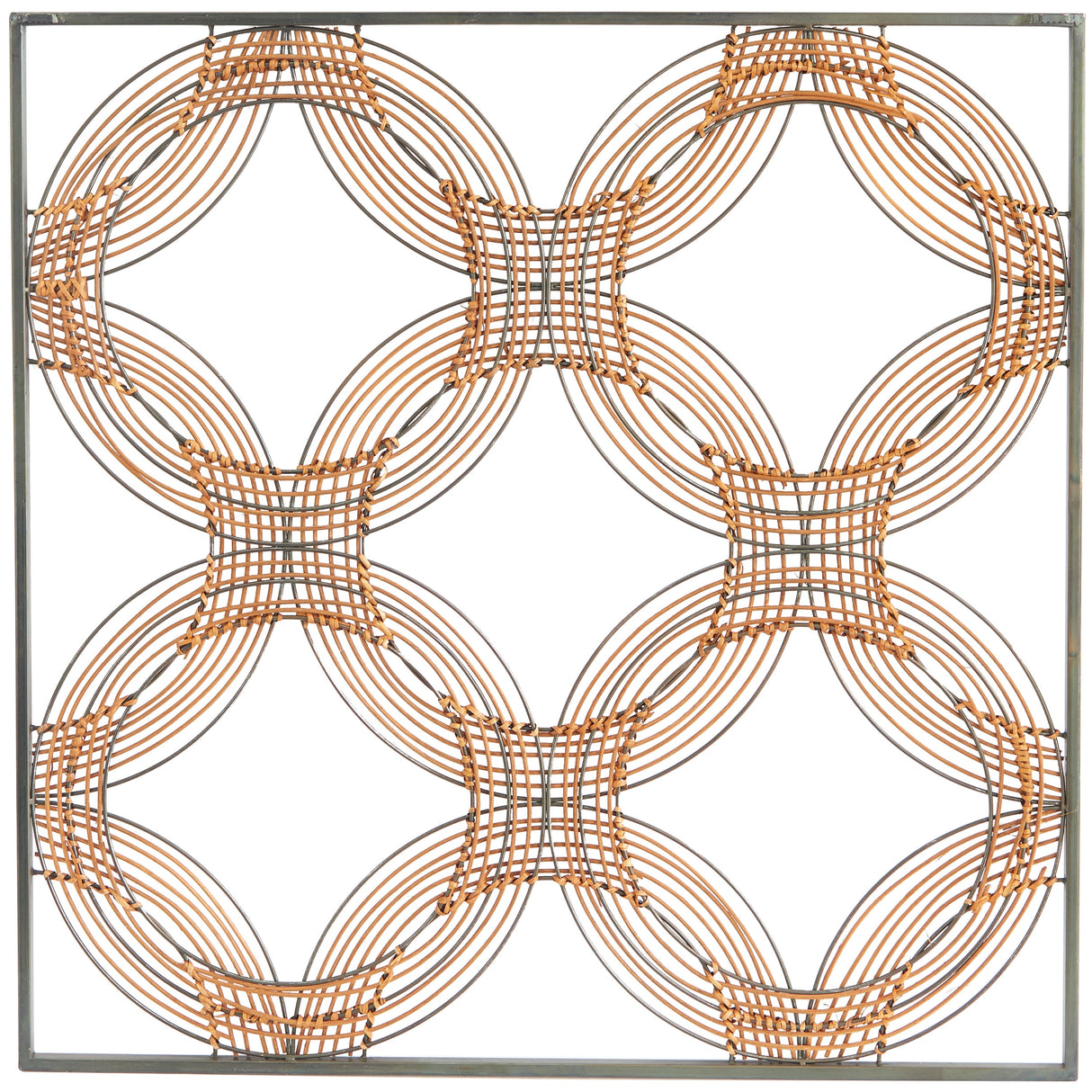 Brown Metal Quatrefoil Geometric Wall Decor with Black Frame