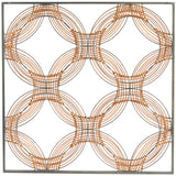 Brown Metal Quatrefoil Geometric Wall Decor with Black Frame
