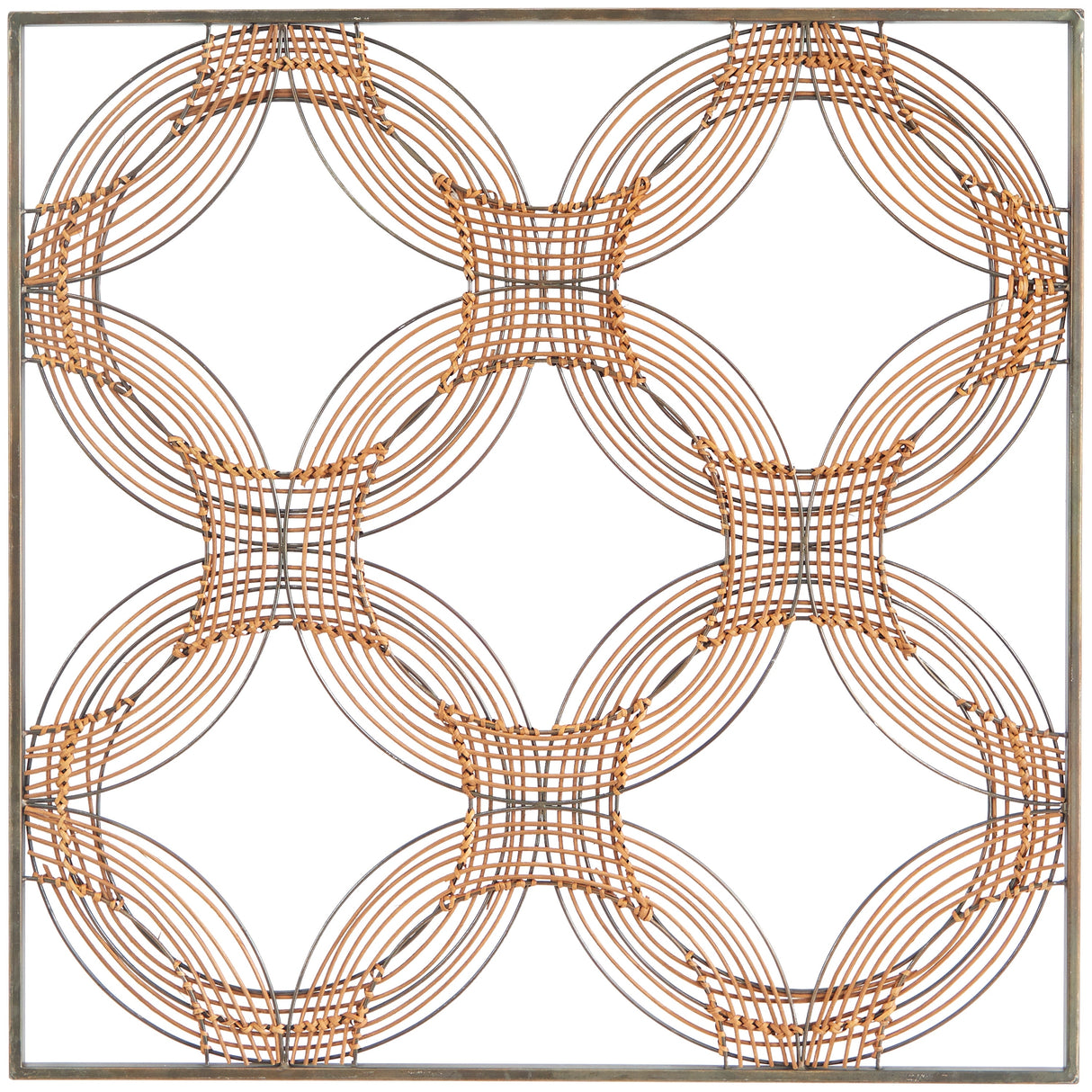 Brown Metal Quatrefoil Geometric Wall Decor with Black Frame