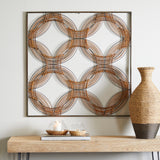 Brown Metal Quatrefoil Geometric Wall Decor with Black Frame
