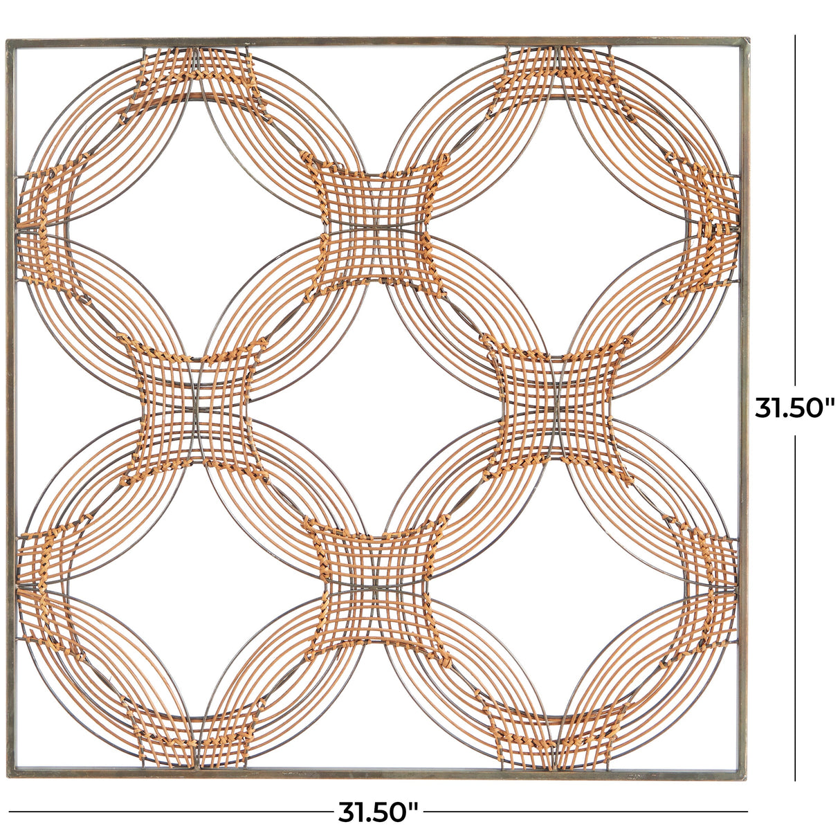 Brown Metal Quatrefoil Geometric Wall Decor with Black Frame
