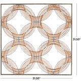 Brown Metal Quatrefoil Geometric Wall Decor with Black Frame