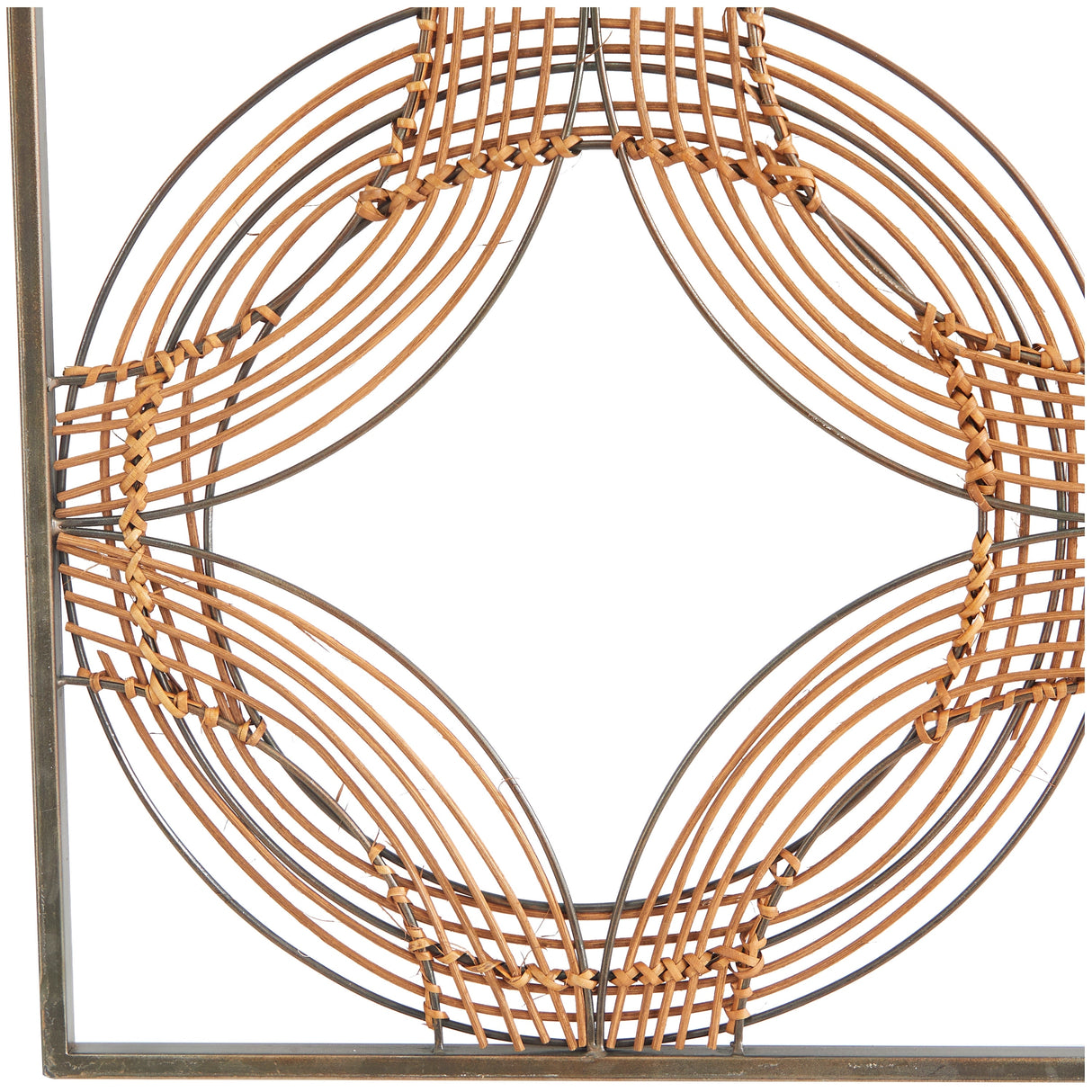 Brown Metal Quatrefoil Geometric Wall Decor with Black Frame