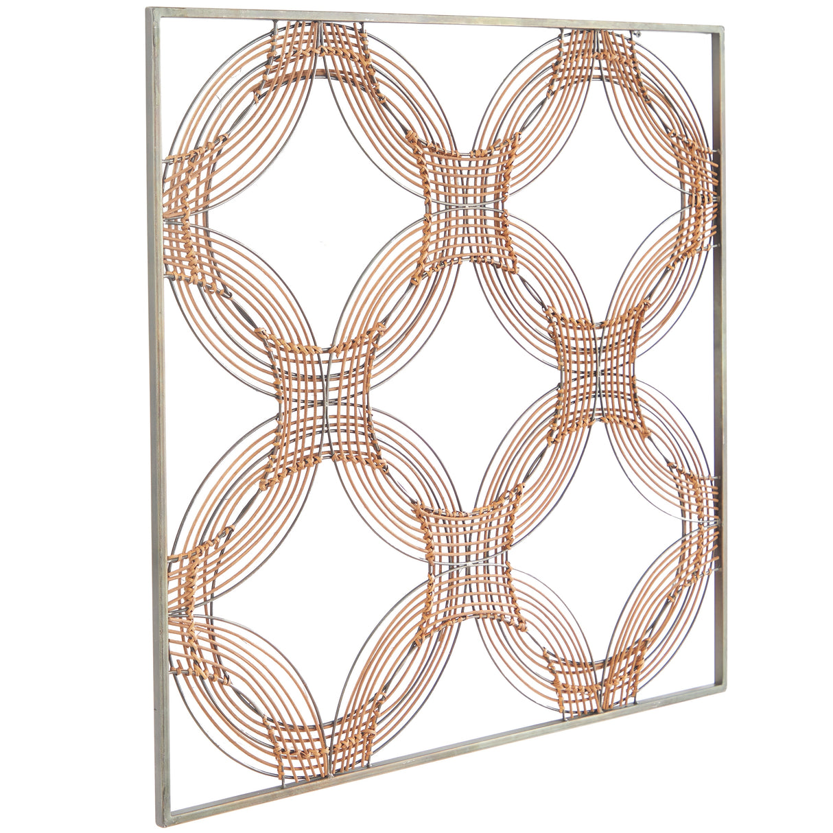 Brown Metal Quatrefoil Geometric Wall Decor with Black Frame