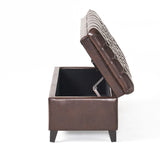 Brown PU Storage Ottoman with Tufted Top