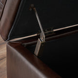 Brown PU Storage Ottoman with Tufted Top
