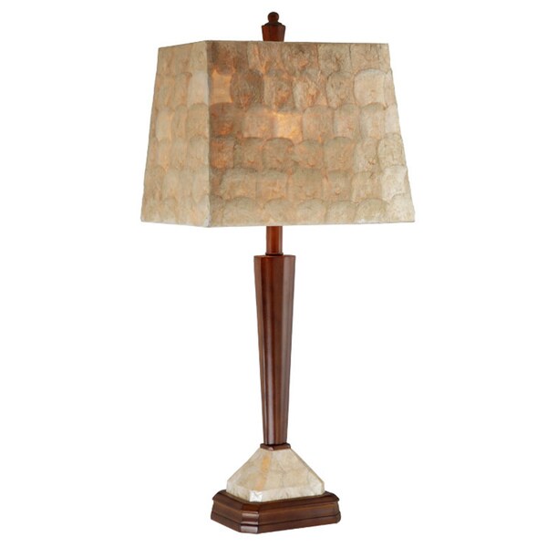 Brown Pole Lamp w/ Rectangle Capiz Shade
