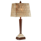 Brown Pole Lamp w/ Rectangle Capiz Shade
