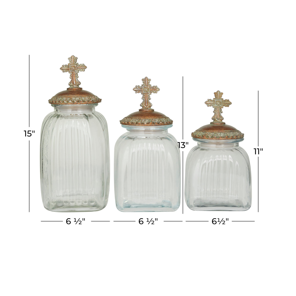 Brown Polystone Traditional Decorative Jars ( Set of 3) - S/3 15", 13", 11"H