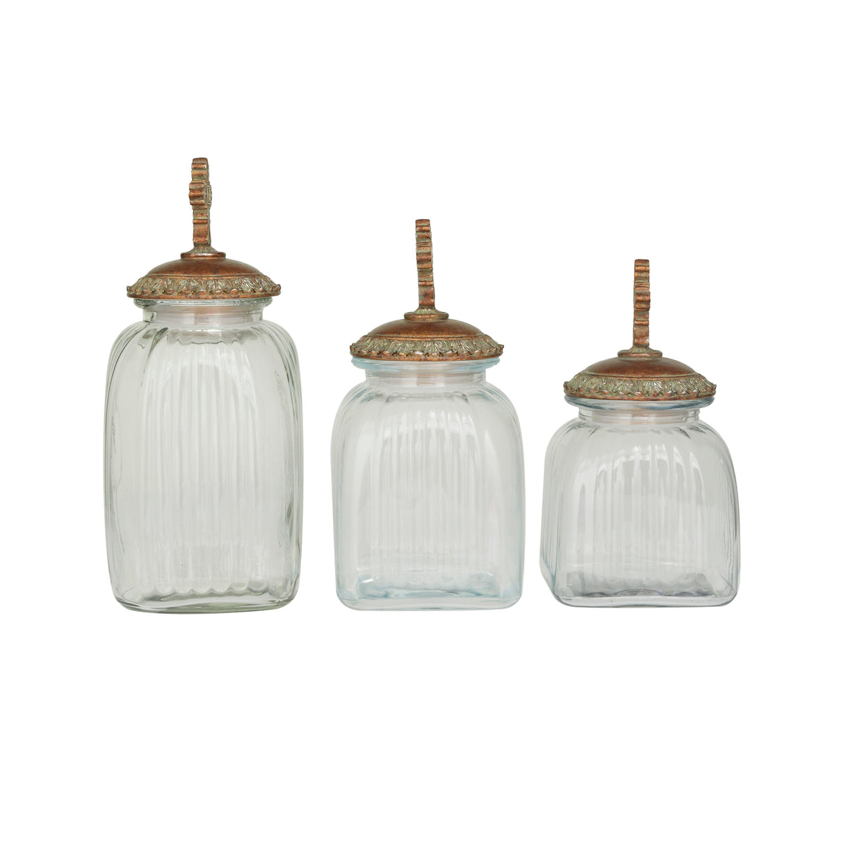 Brown Polystone Traditional Decorative Jars ( Set of 3) - S/3 15", 13", 11"H