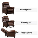 Brown Small Space Genuine Leather Manual Recliner