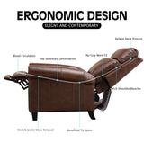 Brown Small Space Genuine Leather Manual Recliner