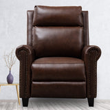 Brown Small Space Genuine Leather Manual Recliner