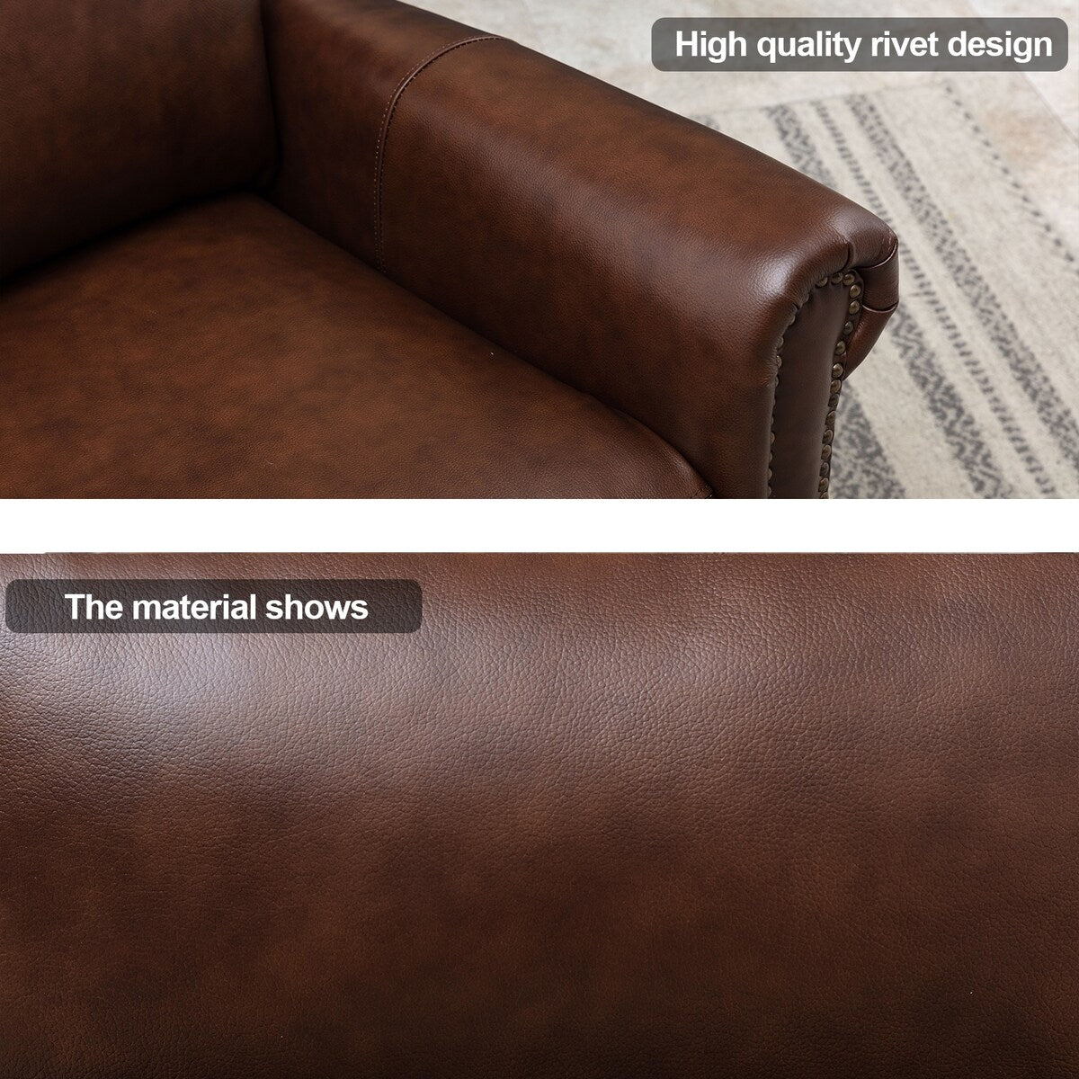 Brown Small Space Genuine Leather Manual Recliner