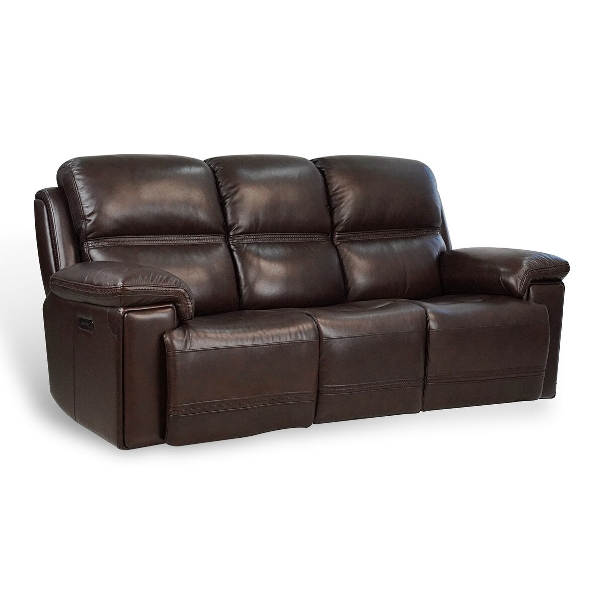 Brown Sophisticated Brown Leather Power Reclining Sofa, Adjustable Hea